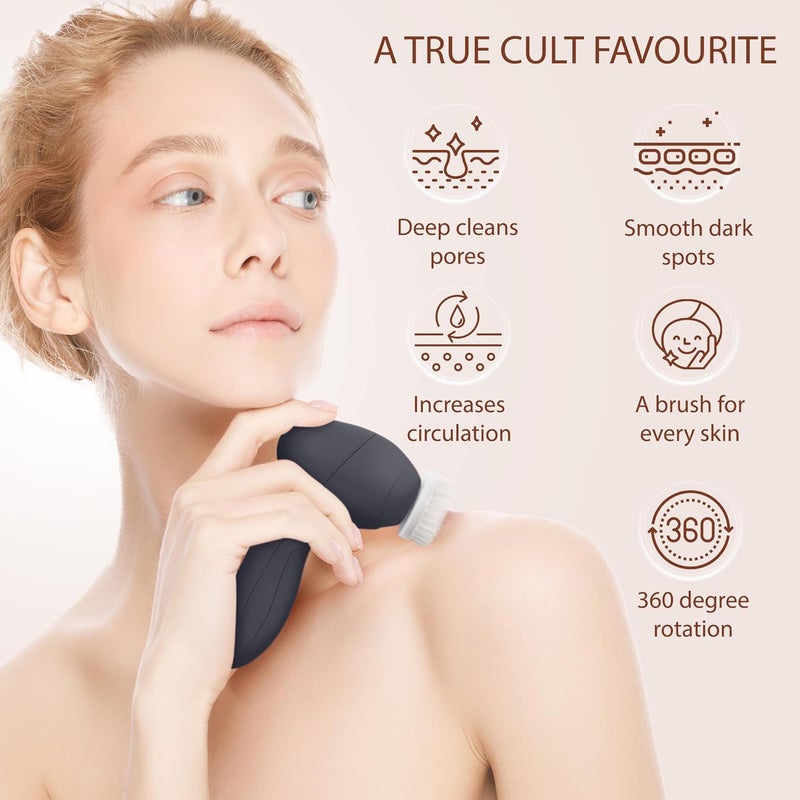 VISOFO Facial Cleansing Brush Face Scrubber Exfoliating Cleaning Skin Care Cleanser Wash Women Girls Electric Beauty Powered Exfoliator Skincare Spin Tools Scrub Washer Self Care by (Onyx) - Image 5